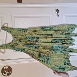 Batik patchwork midi dress made in Bali, Indonesia. Green size M
